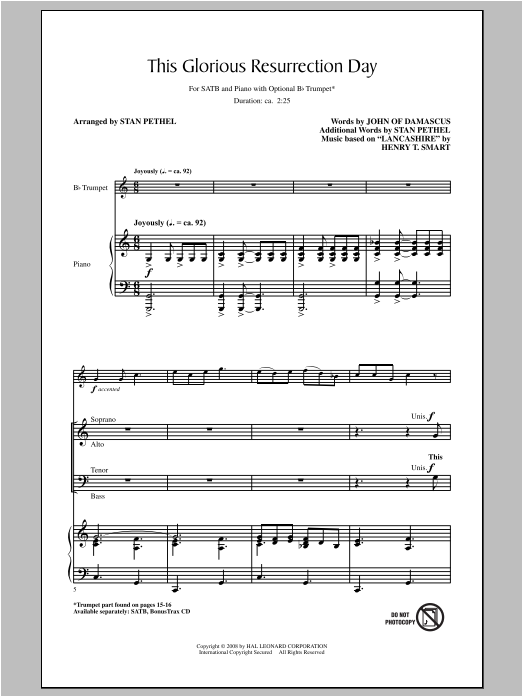 Stan Pethel This Glorious Resurrection Day sheet music notes and chords arranged for SATB Choir