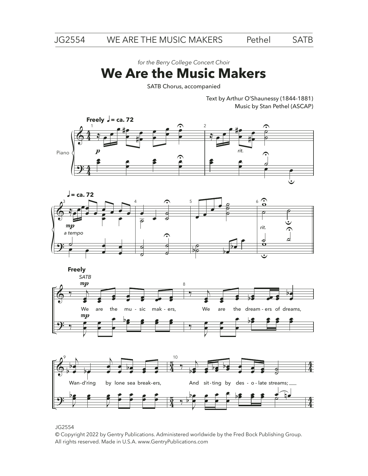 Stan Pethel We Are The Music Makers sheet music notes and chords arranged for SATB Choir