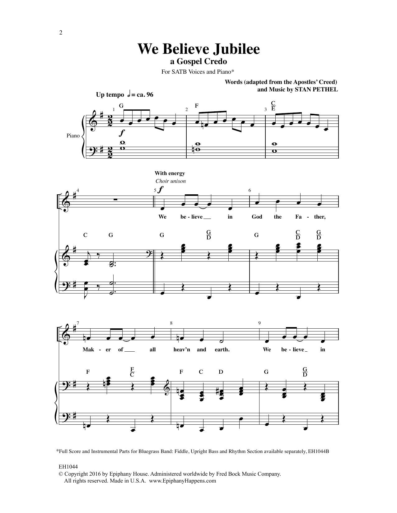 Stan Pethel We Believe Jubilee sheet music notes and chords arranged for SATB Choir