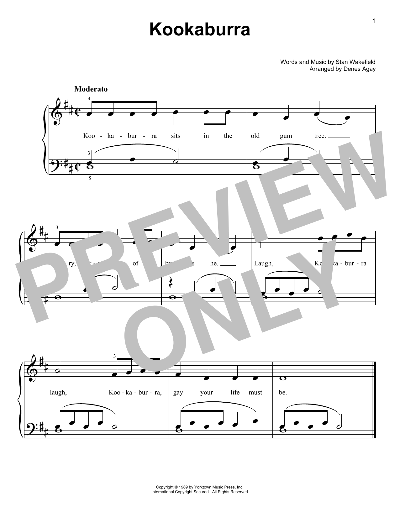 Stan Wakefield The Kookaburra Laughed (arr. Denes Agay) sheet music notes and chords arranged for Easy Piano