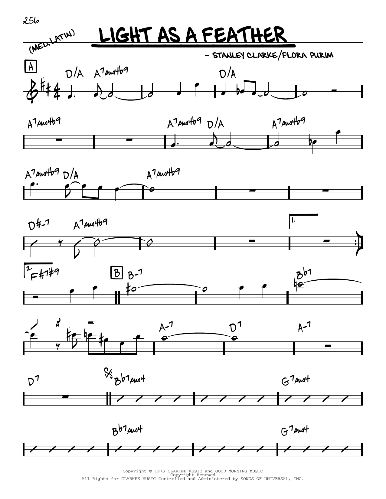 Stanley Clarke Light As A Feather sheet music notes and chords arranged for Real Book – Melody & Chords