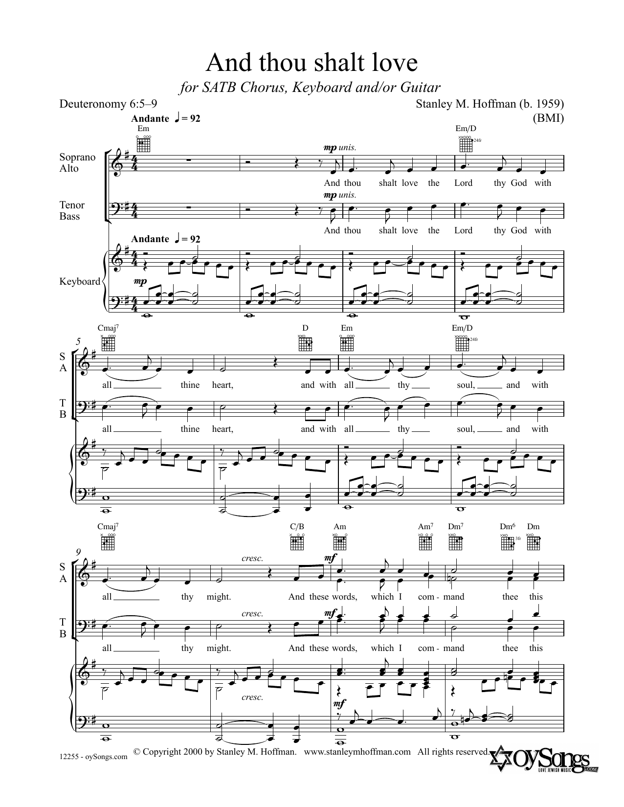 Stanley F. Hoffman And Thou Shalt Love sheet music notes and chords arranged for Lead Sheet / Fake Book