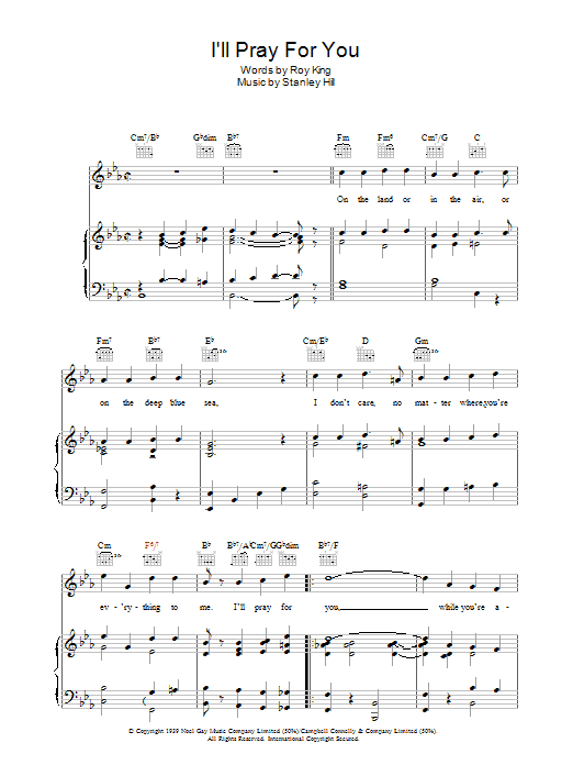 Stanley Hill I'll Pray For You sheet music notes and chords arranged for Piano, Vocal & Guitar Chords