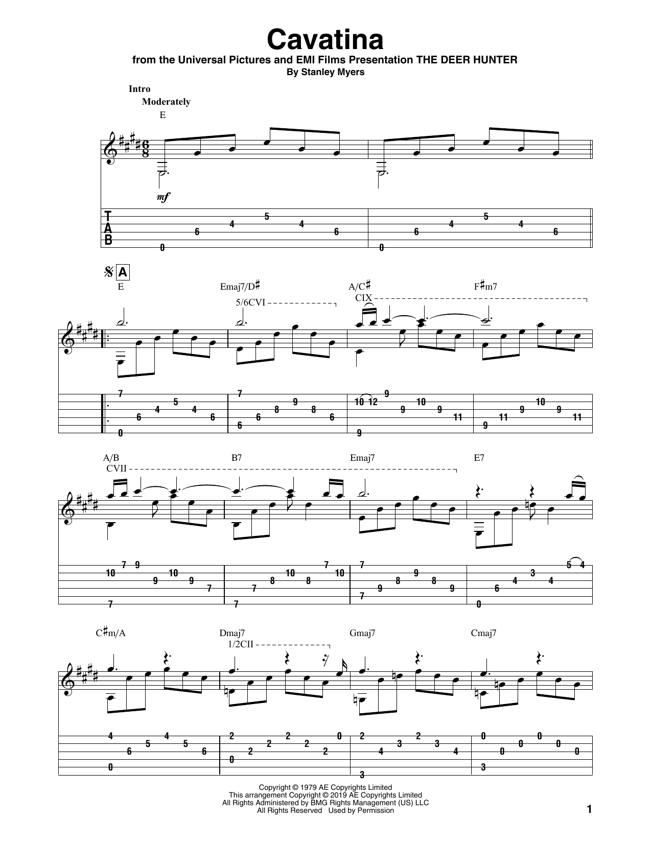 Stanley Myers Cavatina (from The Deer Hunter) (arr. Bill LaFleur) sheet music notes and chords arranged for Solo Guitar