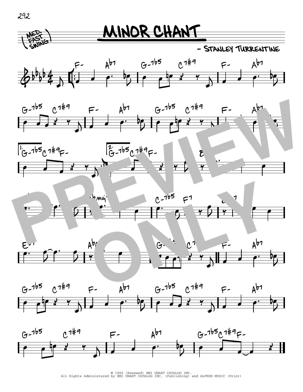 Stanley Turrentine Minor Chant sheet music notes and chords arranged for Real Book – Melody & Chords
