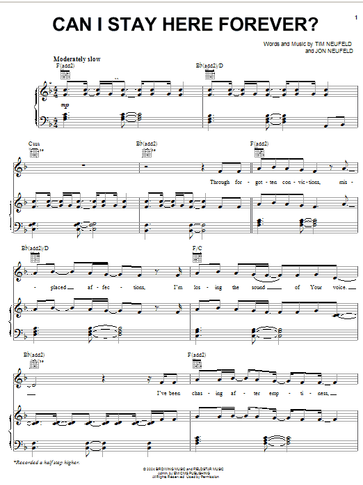 Starfield Can I Stay Here Forever? sheet music notes and chords arranged for Piano, Vocal & Guitar Chords (Right-Hand Melody)