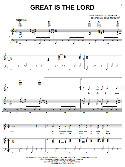 Starfield Great Is The Lord sheet music notes and chords arranged for Piano, Vocal & Guitar Chords (Right-Hand Melody)