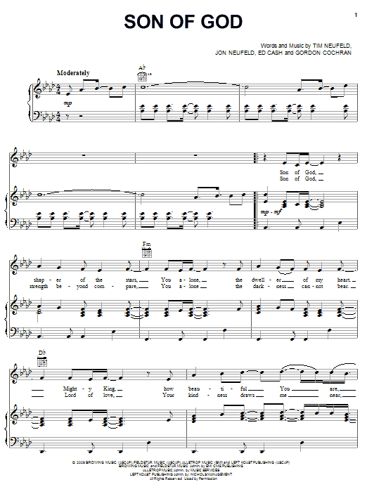 Starfield Son Of God sheet music notes and chords arranged for Piano, Vocal & Guitar Chords (Right-Hand Melody)