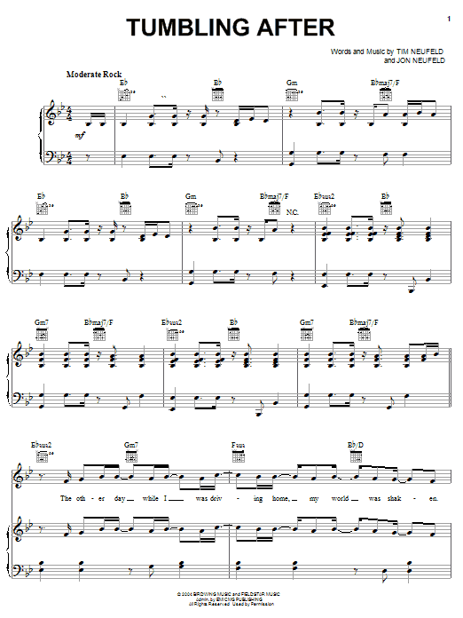 Starfield Tumbling After sheet music notes and chords arranged for Piano, Vocal & Guitar Chords (Right-Hand Melody)