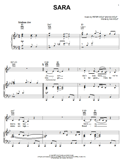 Starship Sara sheet music notes and chords arranged for Piano, Vocal & Guitar Chords (Right-Hand Melody)