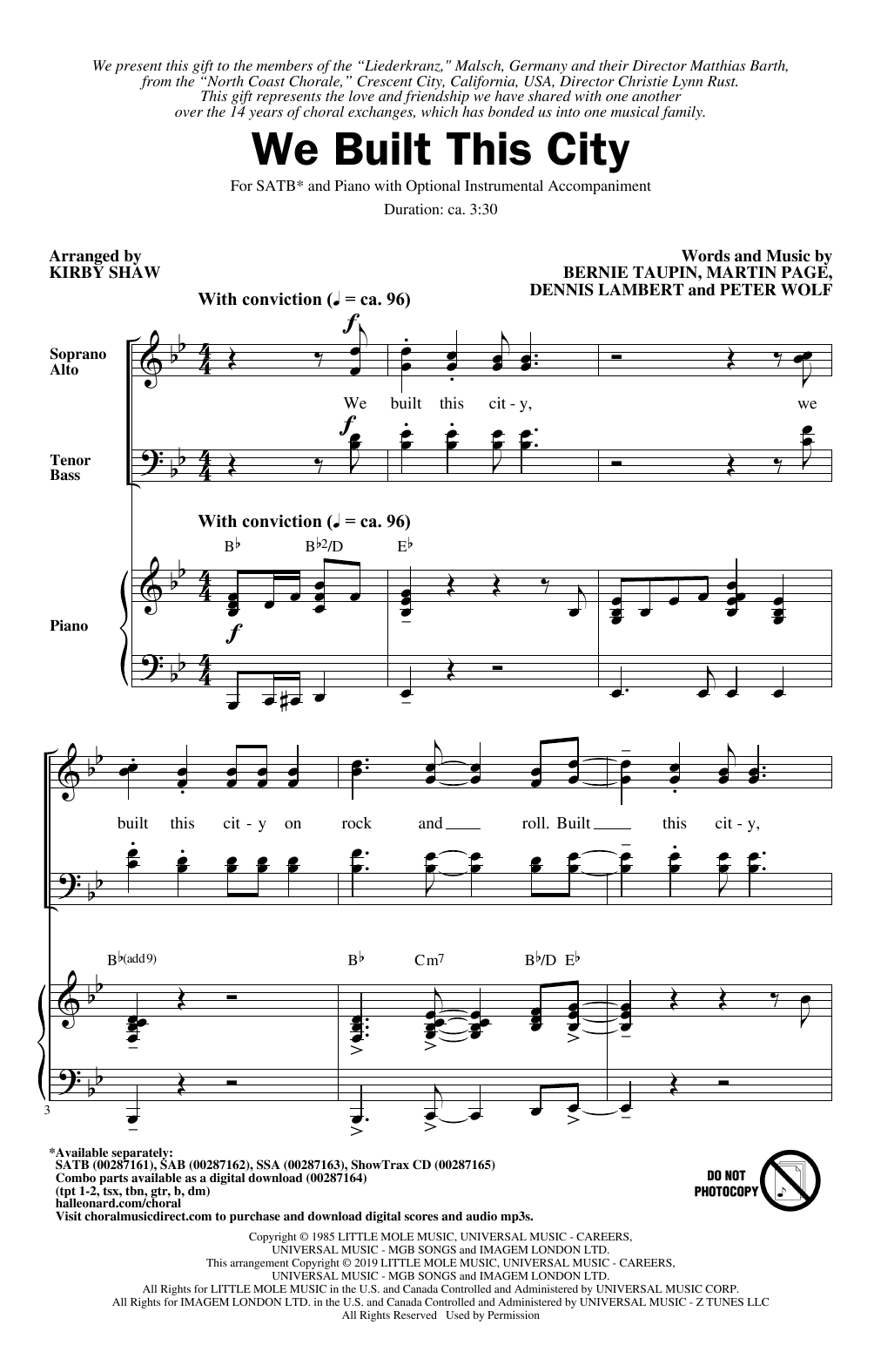 Starship We Built This City (arr. Kirby Shaw) sheet music notes and chords arranged for SATB Choir