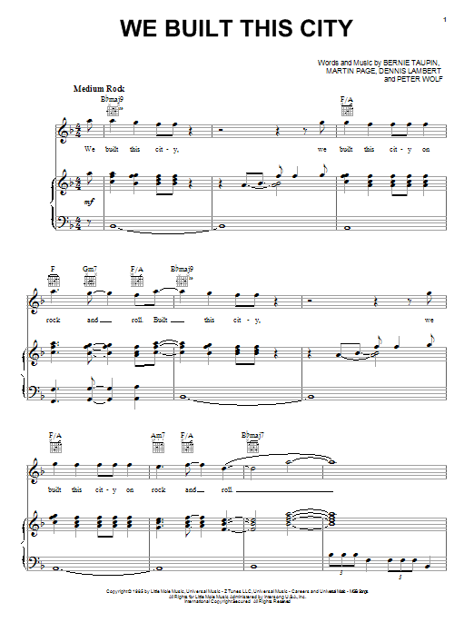 Starship We Built This City sheet music notes and chords arranged for Tenor Sax Solo