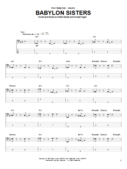 Steely Dan Babylon Sisters sheet music notes and chords arranged for Solo Guitar