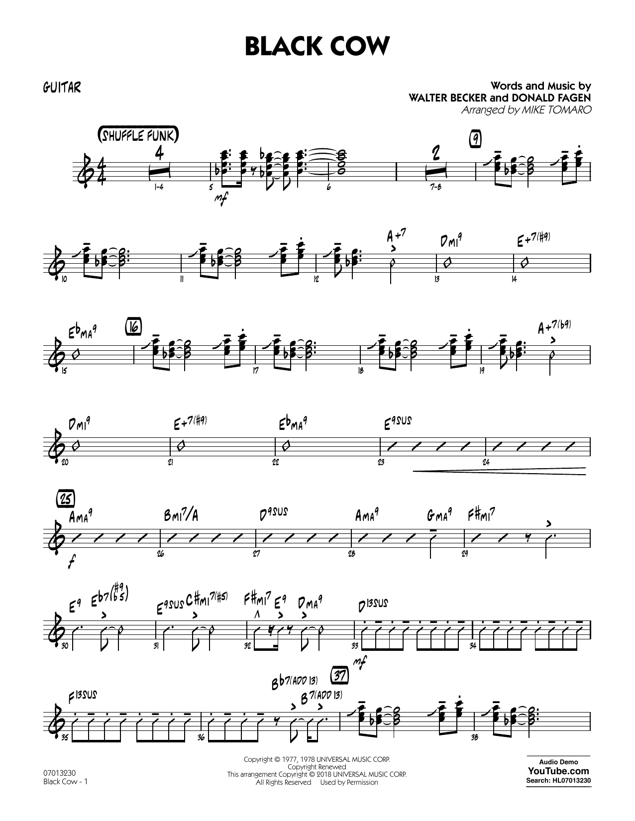 Steely Dan Black Cow (arr. Mike Tomaro) - Guitar sheet music notes and chords arranged for Jazz Ensemble