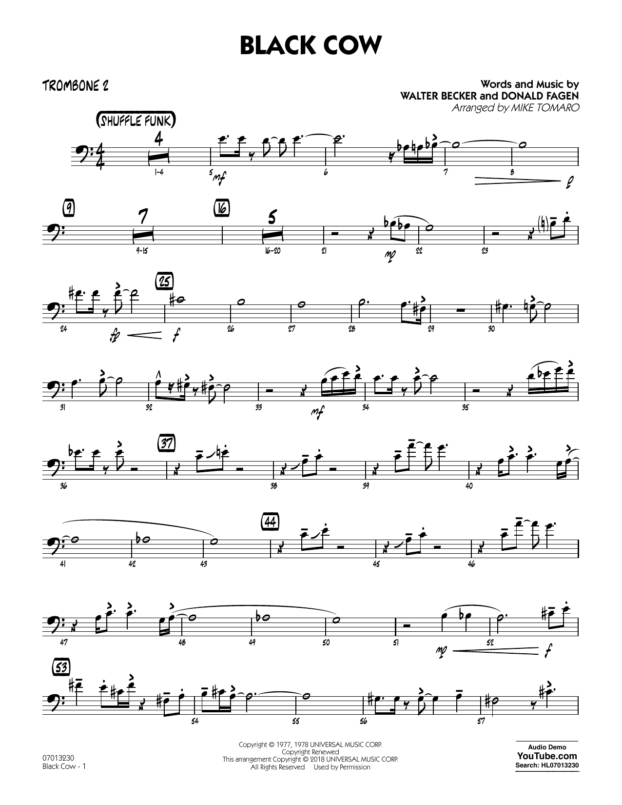 Steely Dan Black Cow (arr. Mike Tomaro) - Trombone 2 sheet music notes and chords arranged for Jazz Ensemble
