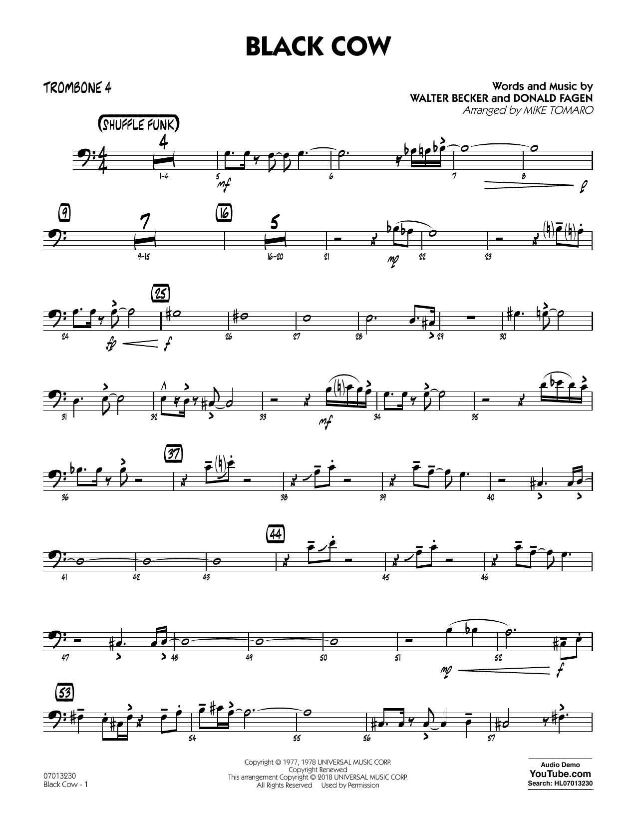 Steely Dan Black Cow (arr. Mike Tomaro) - Trombone 4 sheet music notes and chords arranged for Jazz Ensemble