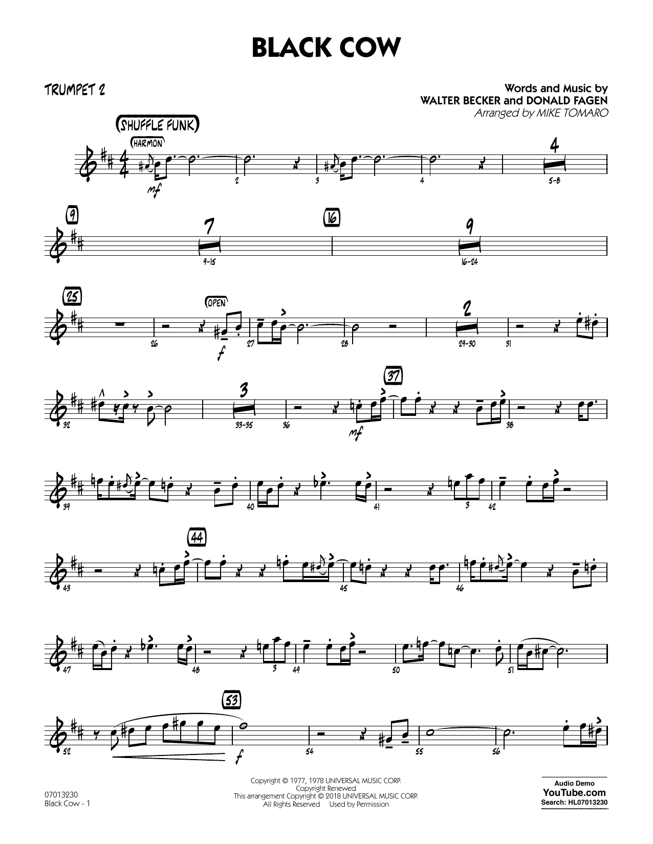 Steely Dan Black Cow (arr. Mike Tomaro) - Trumpet 2 sheet music notes and chords arranged for Jazz Ensemble