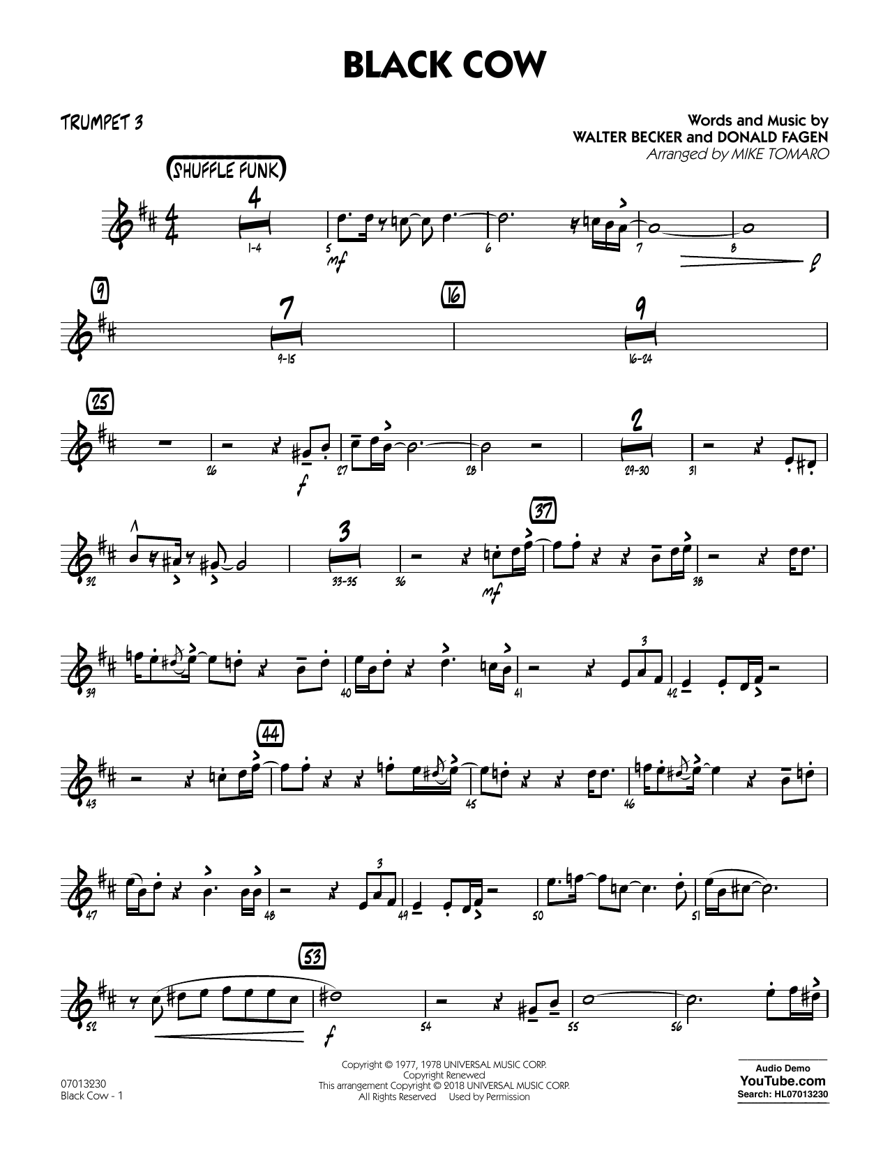 Steely Dan Black Cow (arr. Mike Tomaro) - Trumpet 3 sheet music notes and chords arranged for Jazz Ensemble