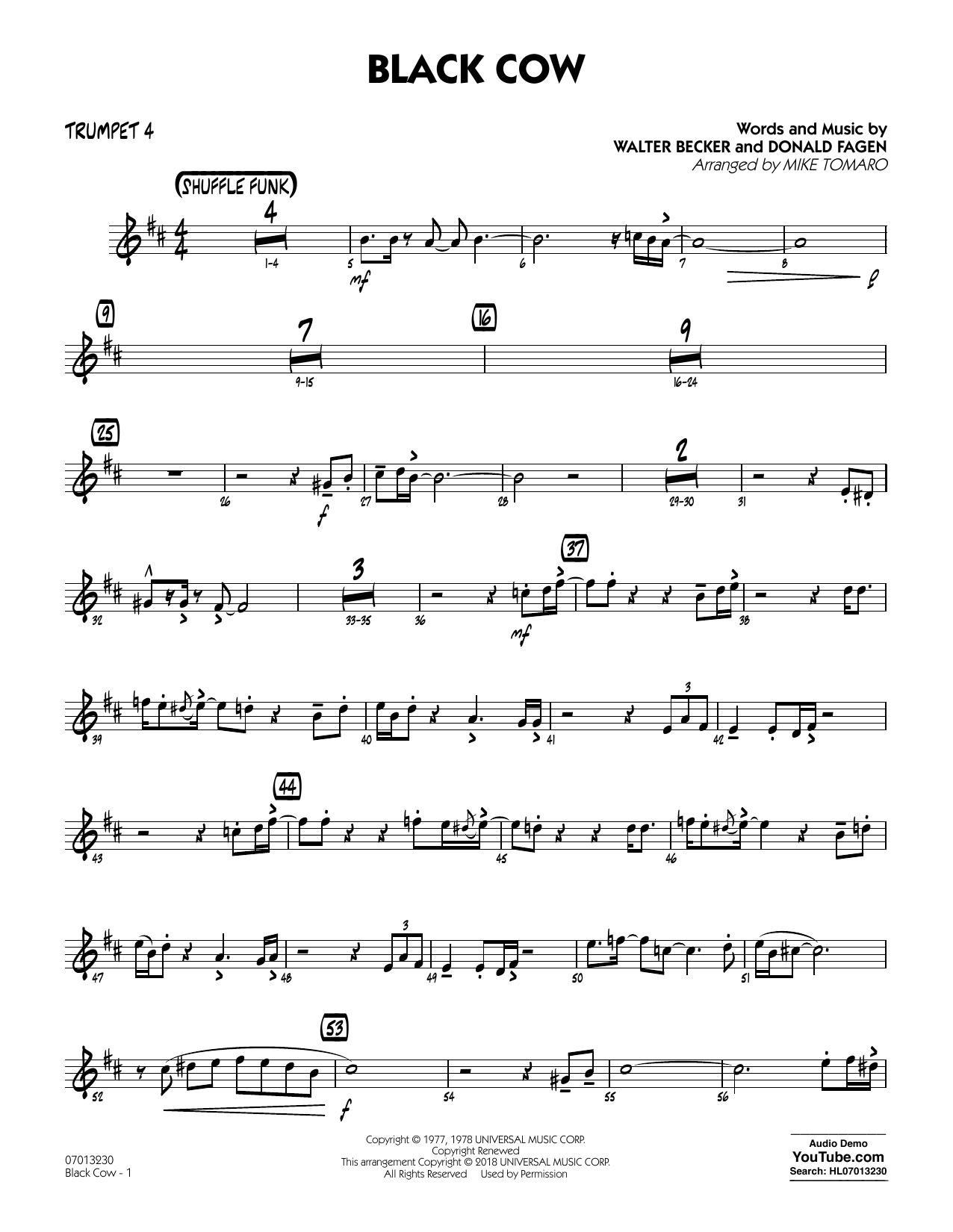Steely Dan Black Cow (arr. Mike Tomaro) - Trumpet 4 sheet music notes and chords arranged for Jazz Ensemble
