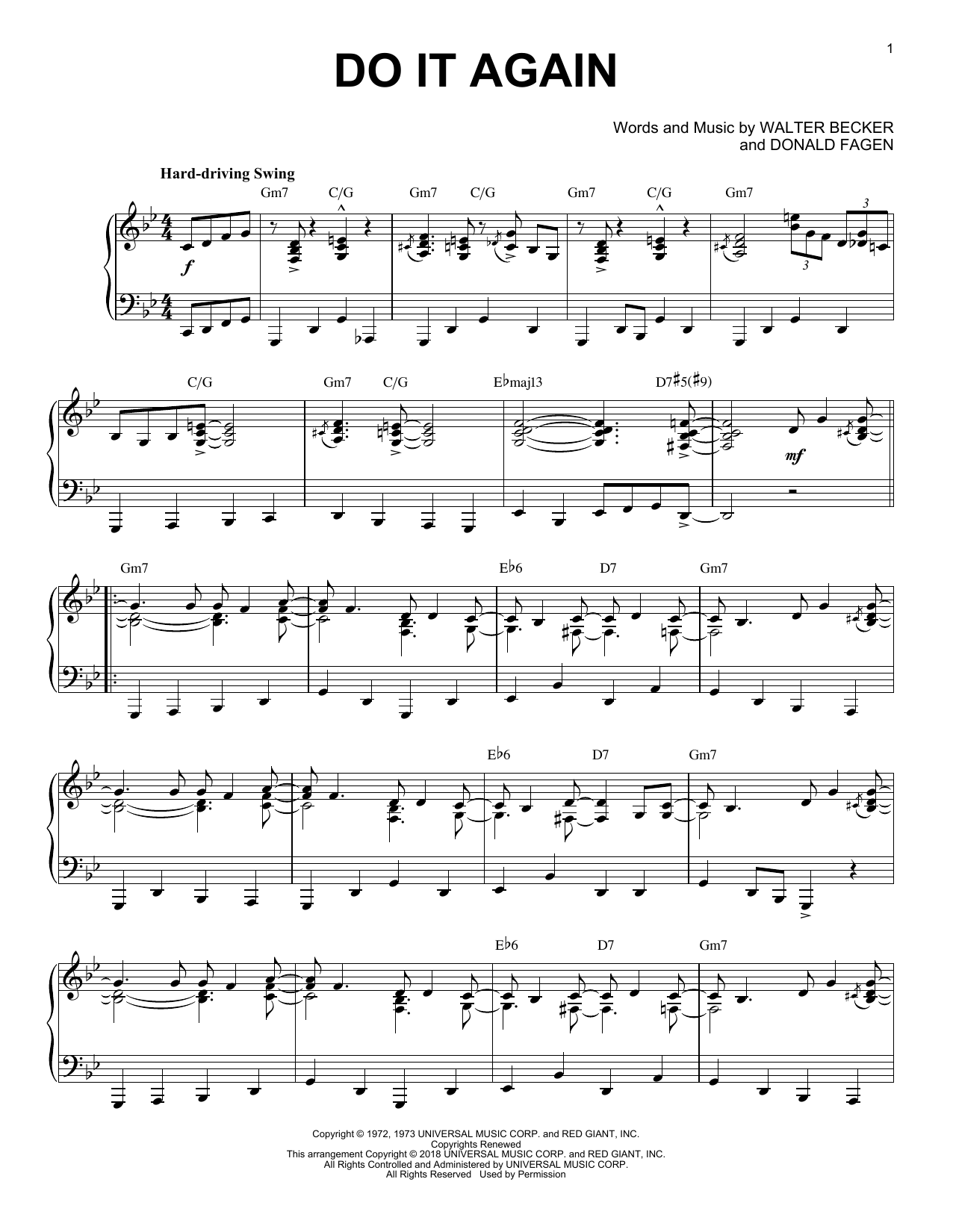 Steely Dan Do It Again [Jazz version] sheet music notes and chords arranged for Piano Solo