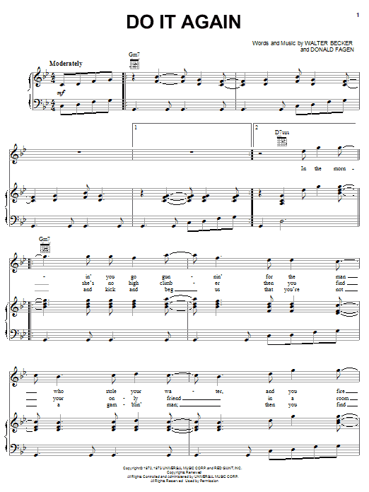 Steely Dan Do It Again sheet music notes and chords arranged for Keyboard Transcription