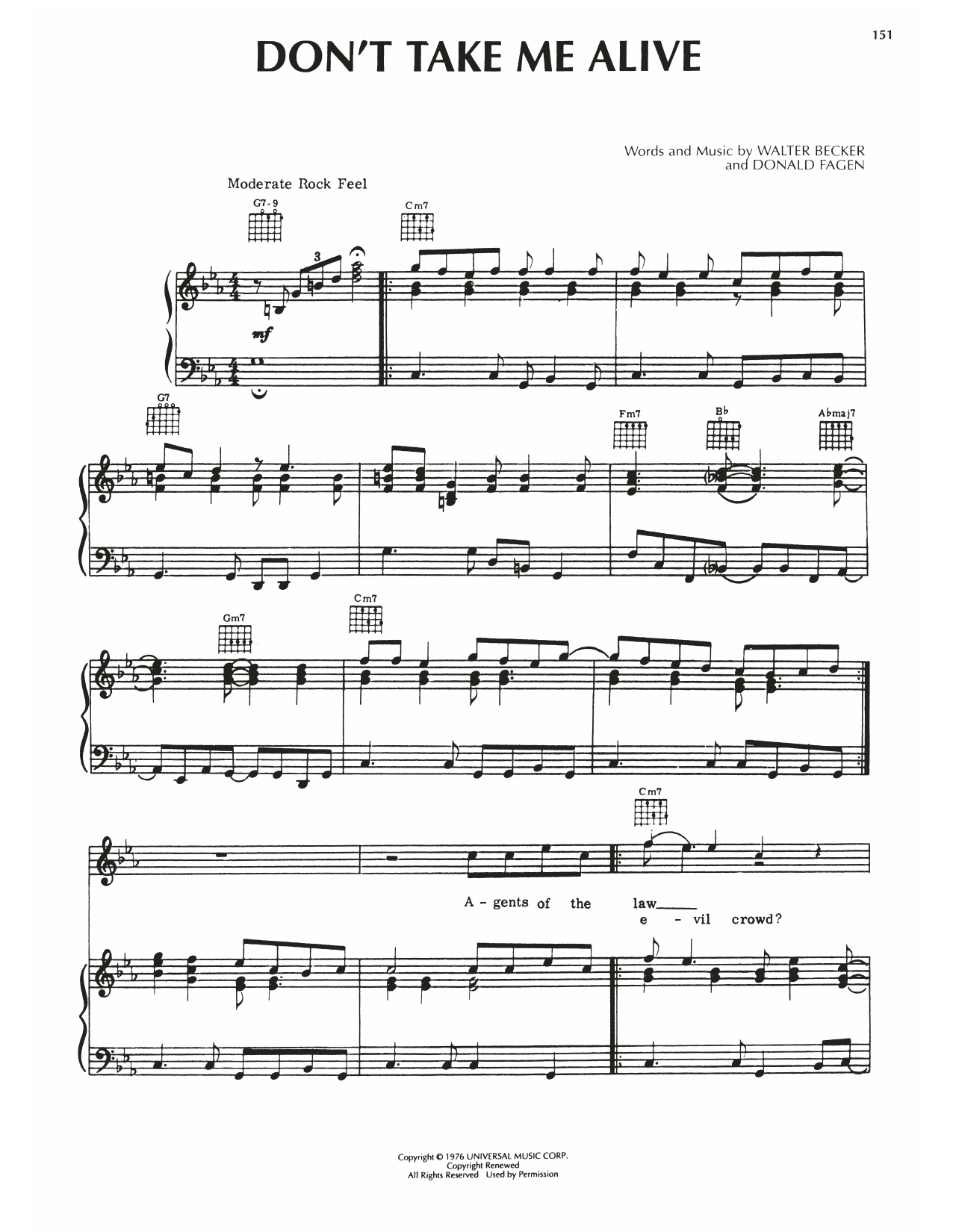 Steely Dan Don't Take Me Alive sheet music notes and chords arranged for Guitar Tab