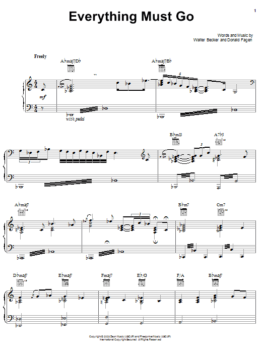 Steely Dan Everything Must Go sheet music notes and chords arranged for Piano, Vocal & Guitar Chords (Right-Hand Melody)