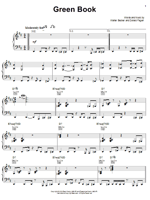 Steely Dan Green Book sheet music notes and chords arranged for Piano, Vocal & Guitar Chords (Right-Hand Melody)