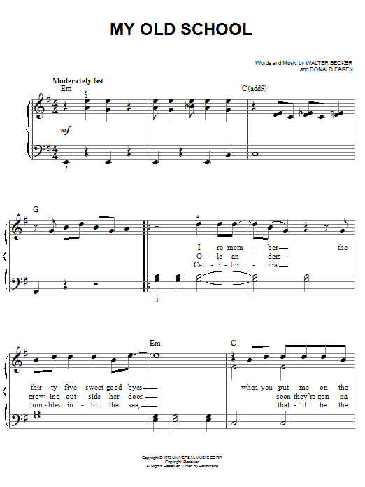 Steely Dan My Old School sheet music notes and chords arranged for Drums Transcription