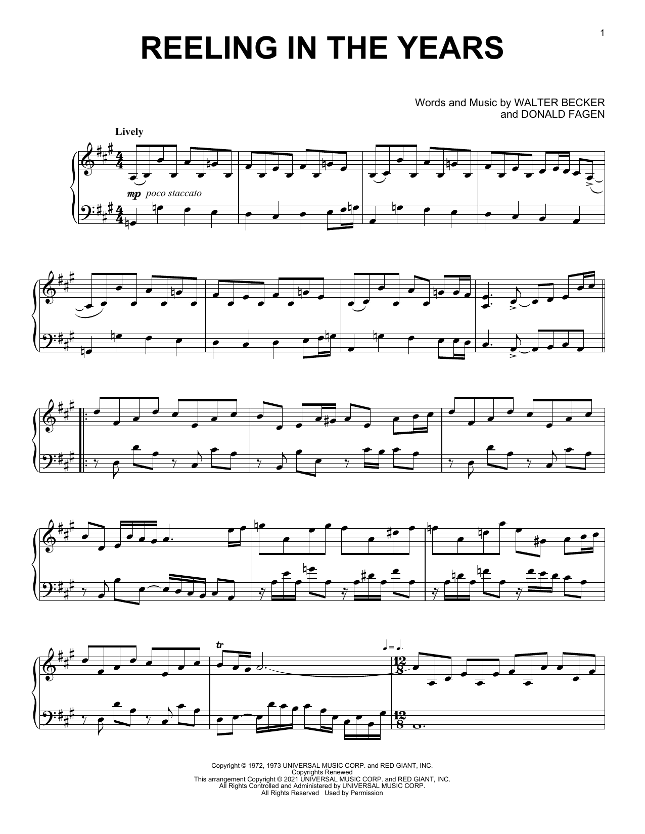 Steely Dan Reeling In The Years [Classical version] (arr. David Pearl) sheet music notes and chords arranged for Piano Solo