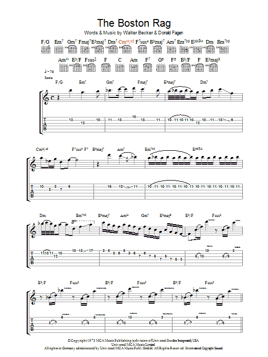 Steely Dan The Boston Rag sheet music notes and chords arranged for Guitar Tab