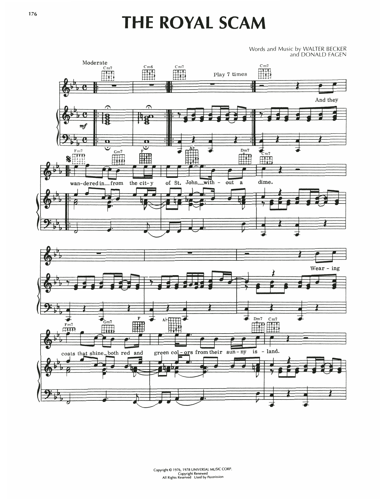 Steely Dan The Royal Scam sheet music notes and chords arranged for Piano, Vocal & Guitar Chords (Right-Hand Melody)