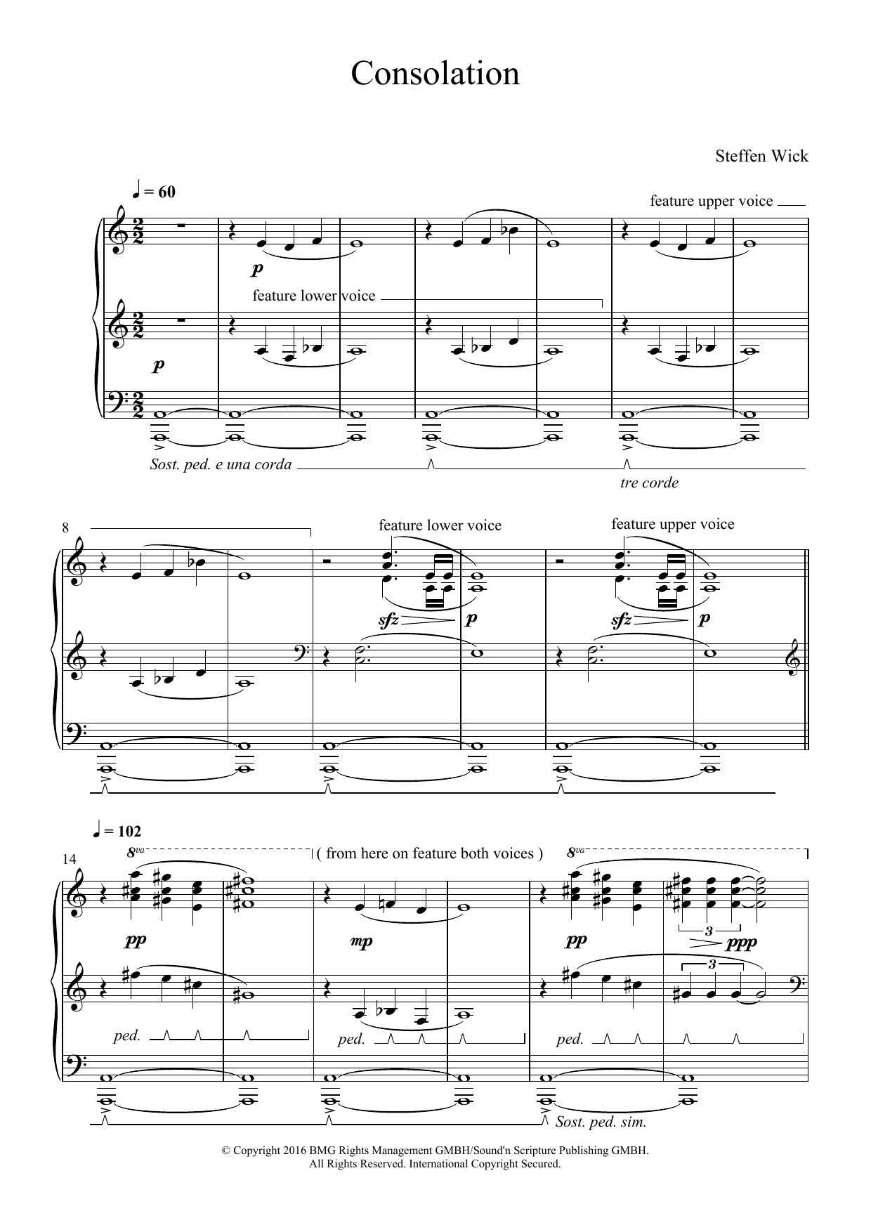 Steffen Wick Consolation sheet music notes and chords arranged for Piano Solo