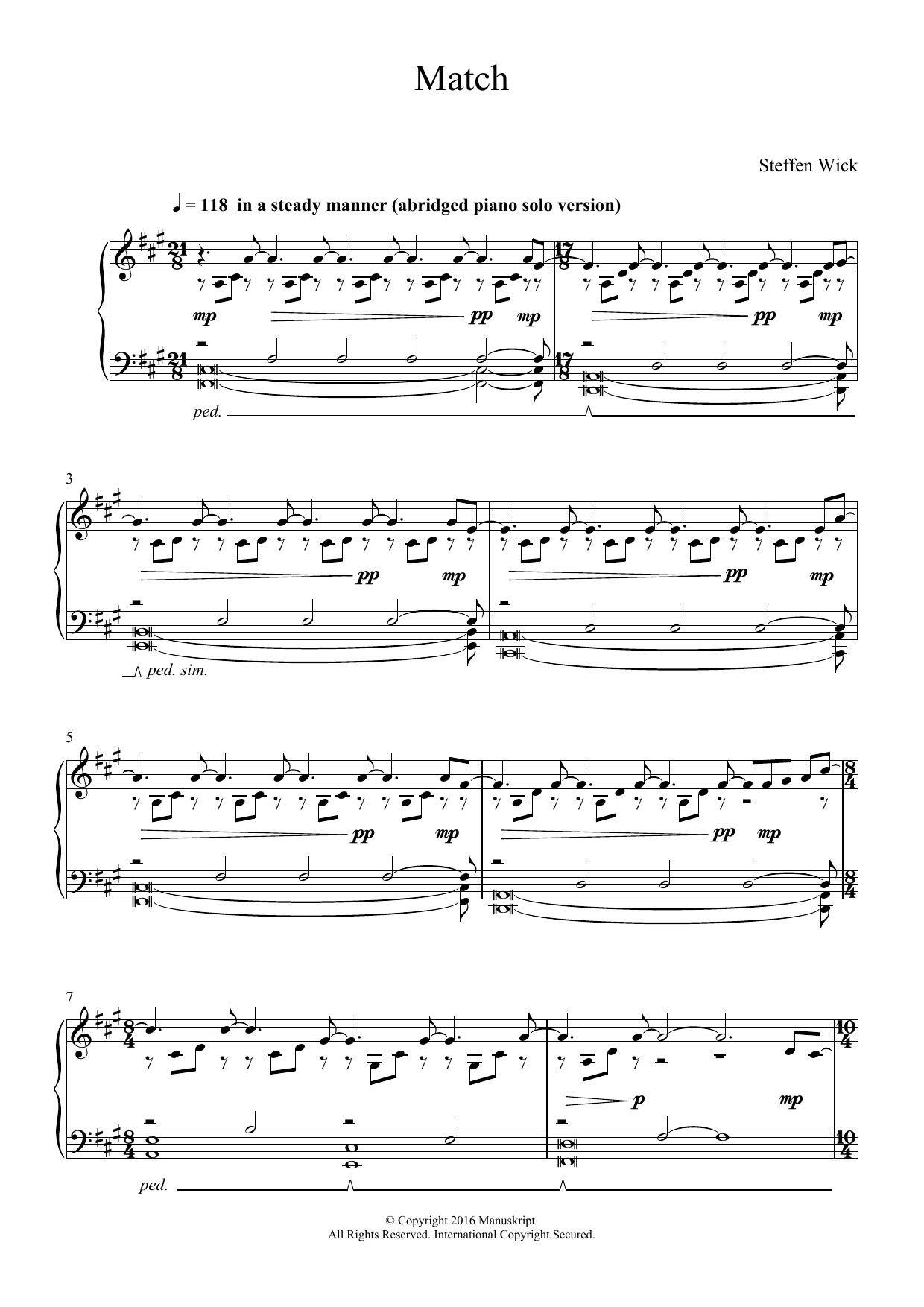Steffen Wick Match sheet music notes and chords arranged for Piano Solo