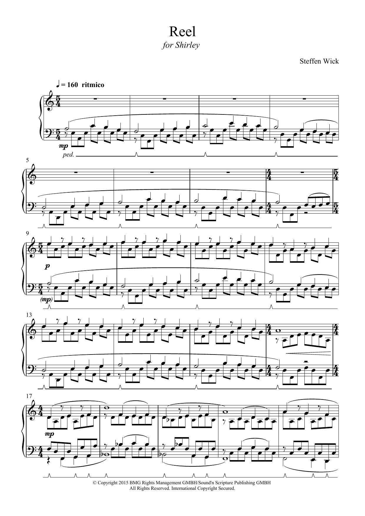 Steffen Wick Reel sheet music notes and chords arranged for Marimba