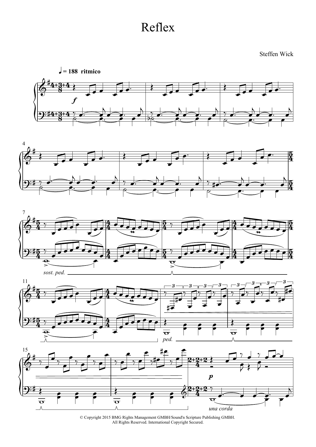 Steffen Wick Reflex sheet music notes and chords arranged for Piano Solo