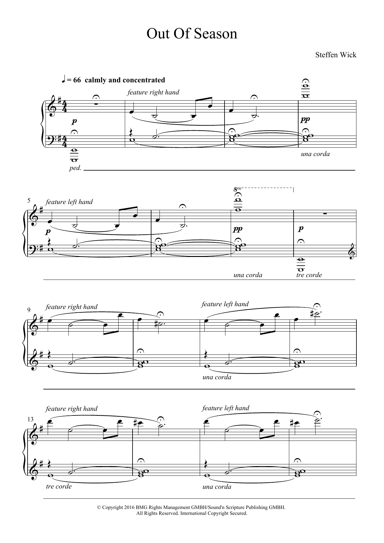Steffen Wick Out Of Season sheet music notes and chords arranged for Piano Solo