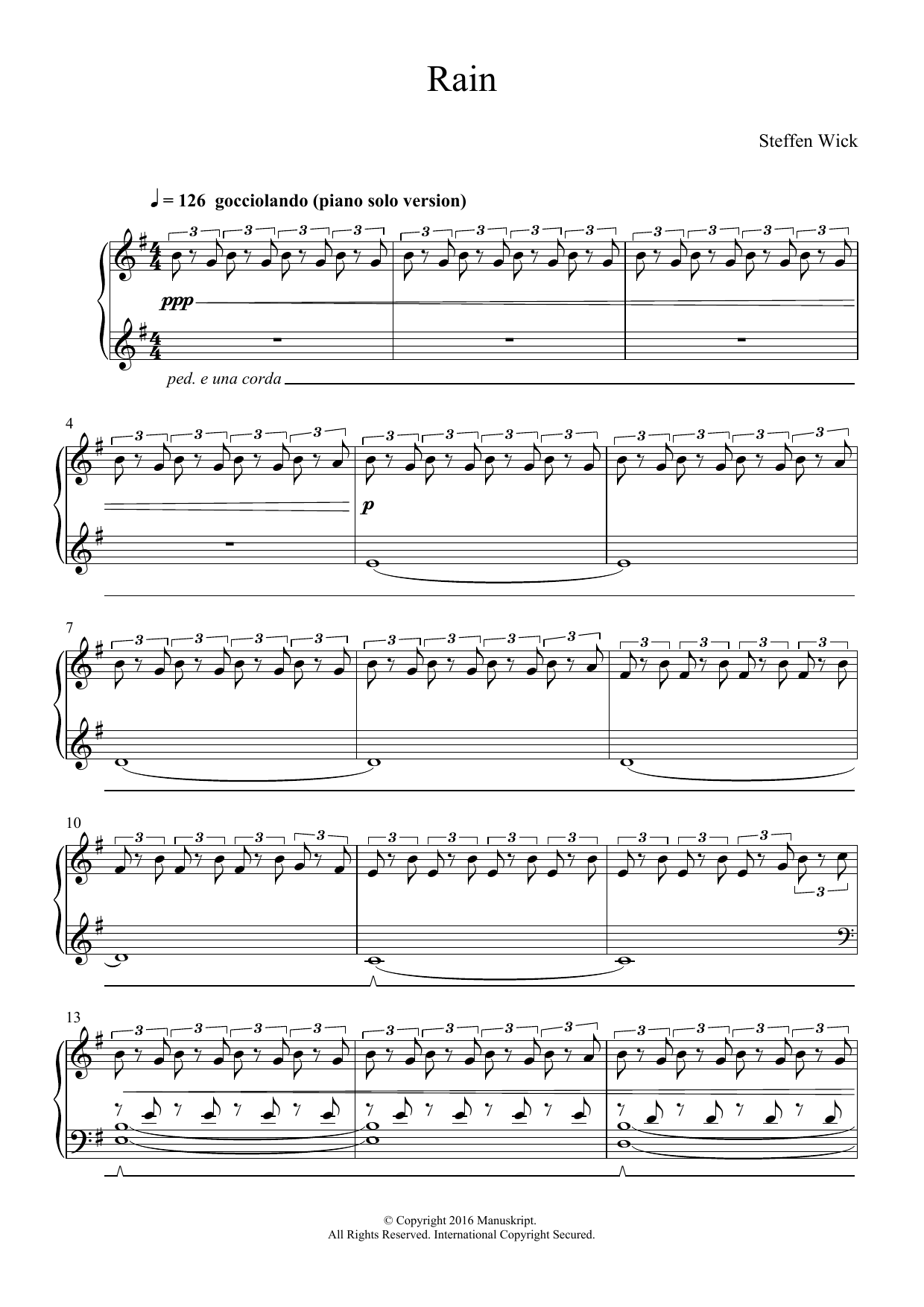 Steffen Wick Rain sheet music notes and chords arranged for Piano Solo