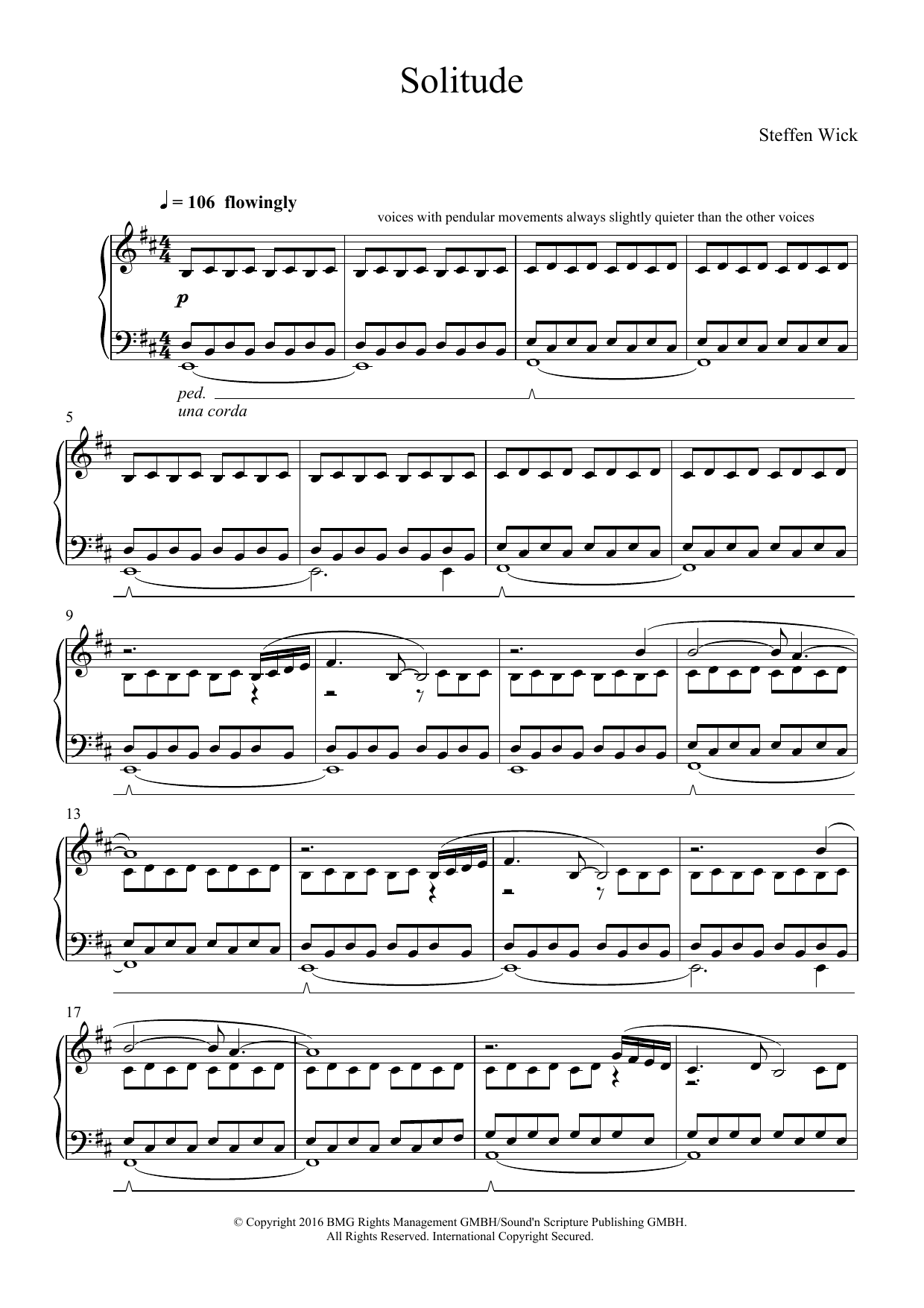 Steffen Wick Solitude sheet music notes and chords arranged for Piano Solo