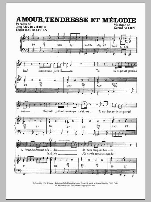 Stephan Forman Amour Tendresse Et Melodie sheet music notes and chords arranged for Piano & Vocal