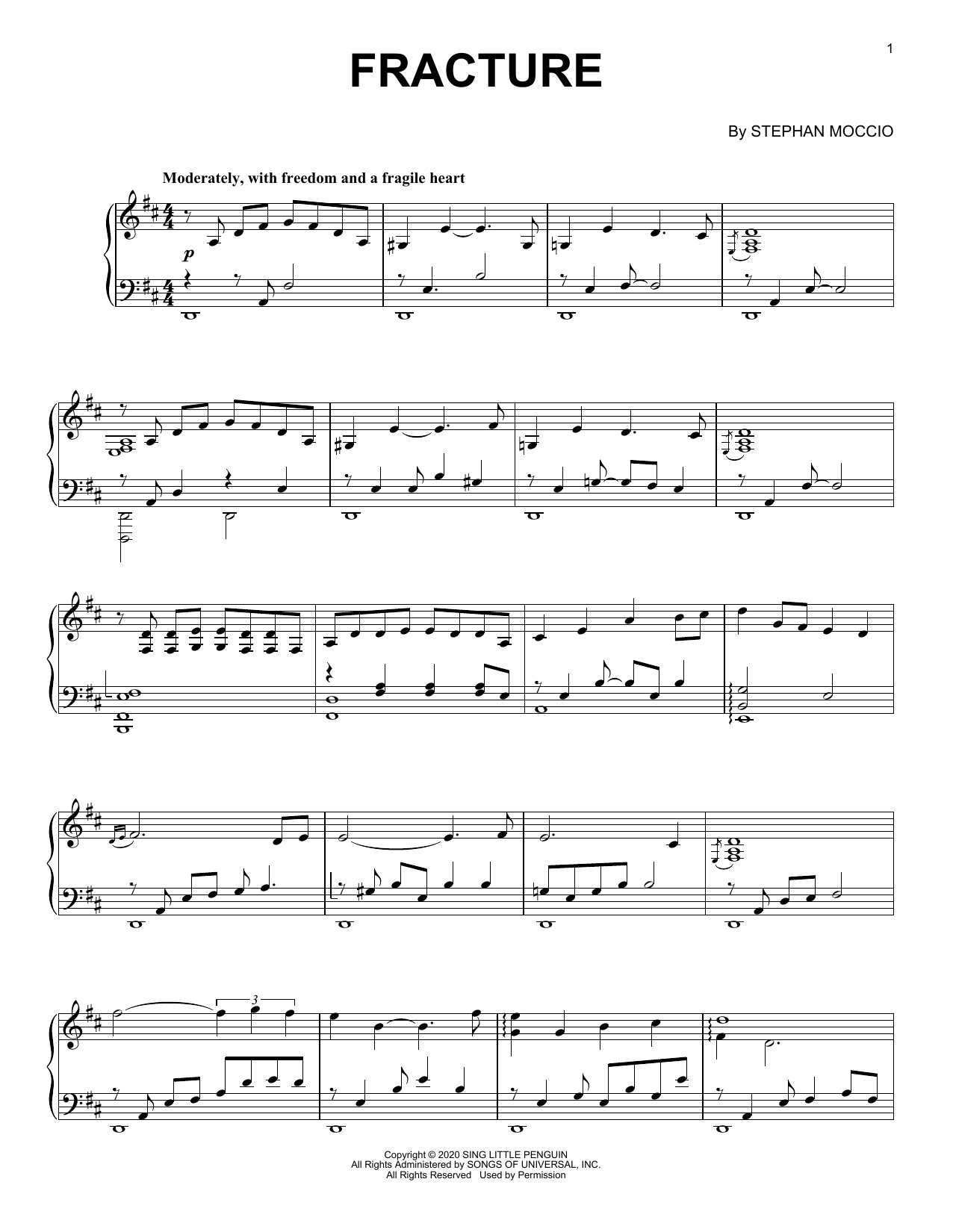 Stephan Moccio Fracture sheet music notes and chords arranged for Piano Solo