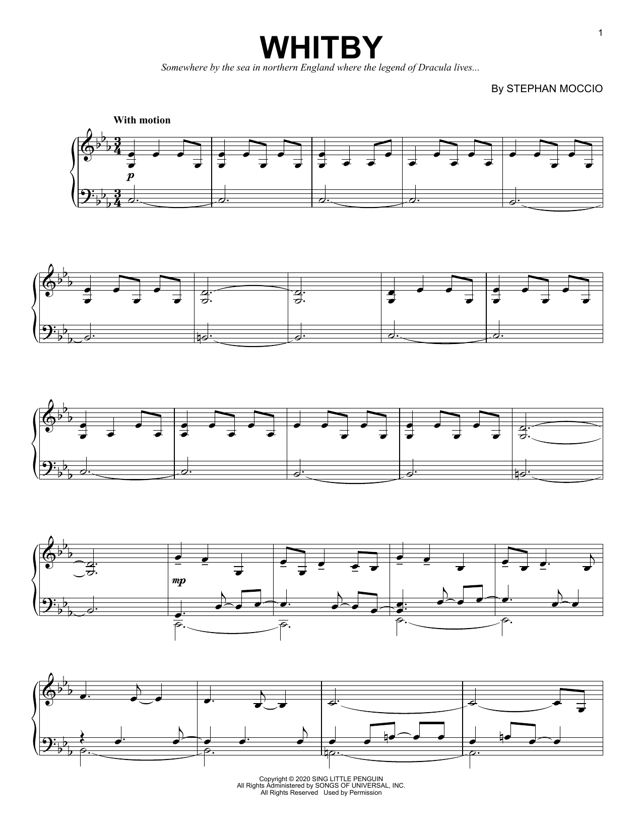 Stephan Moccio Whitby sheet music notes and chords arranged for Piano Solo