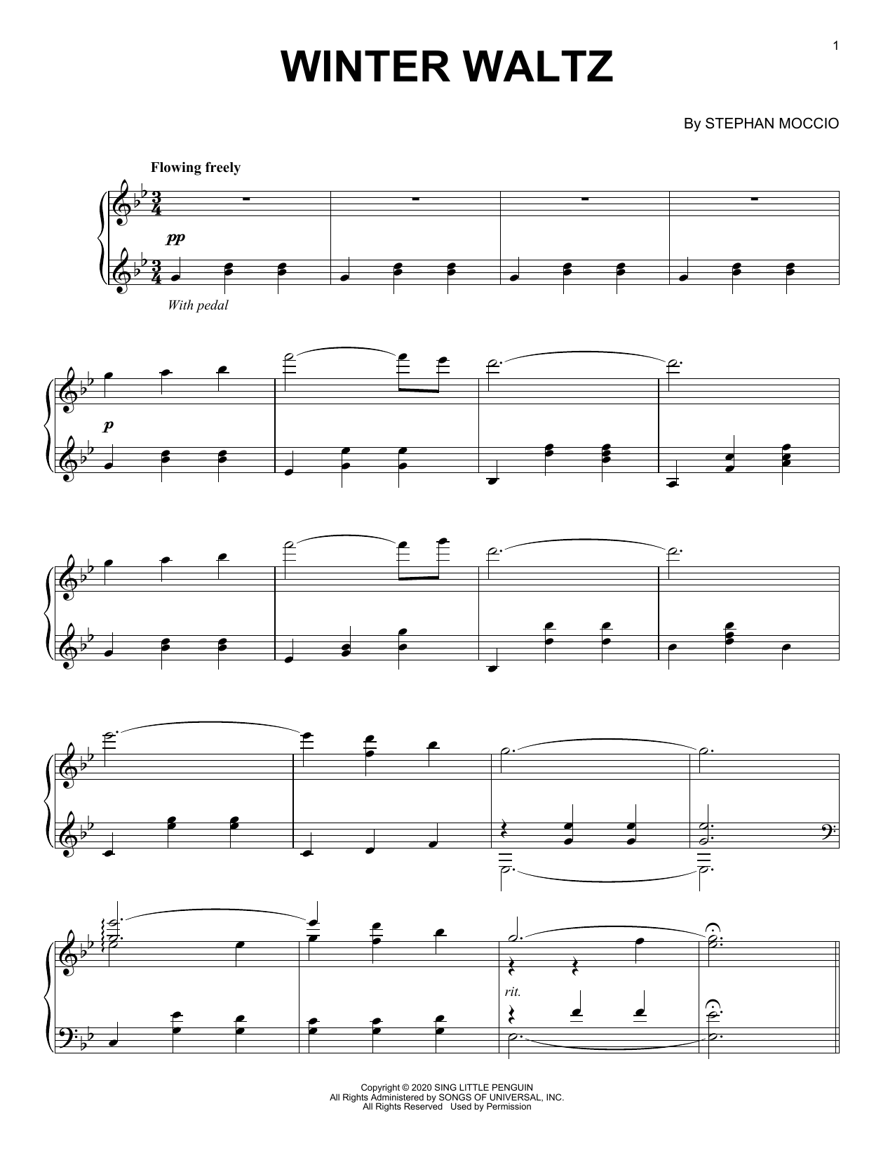 Stephan Moccio Winter Waltz sheet music notes and chords arranged for Piano Solo