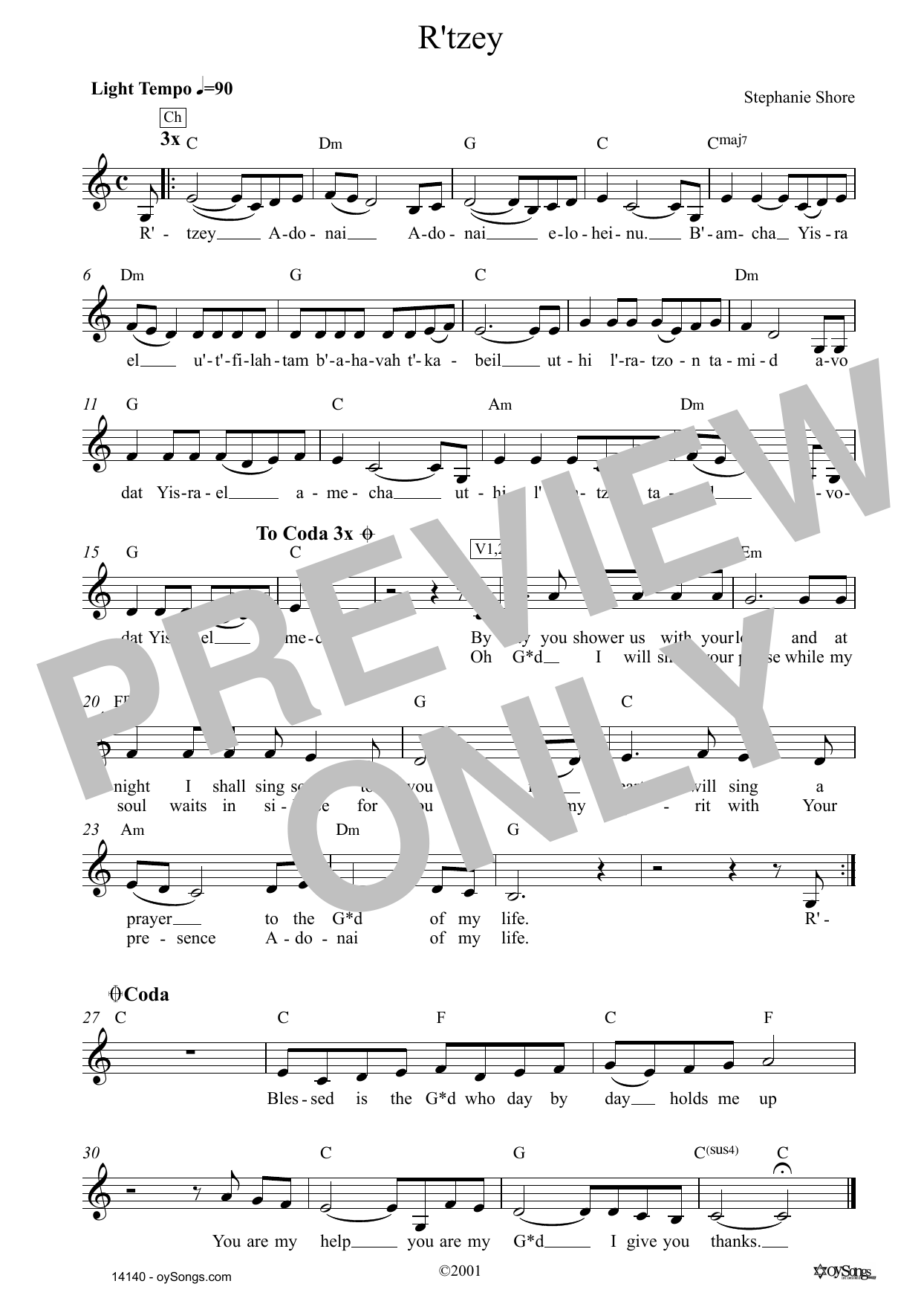 Stephanie Shore R'tzey sheet music notes and chords arranged for Lead Sheet / Fake Book