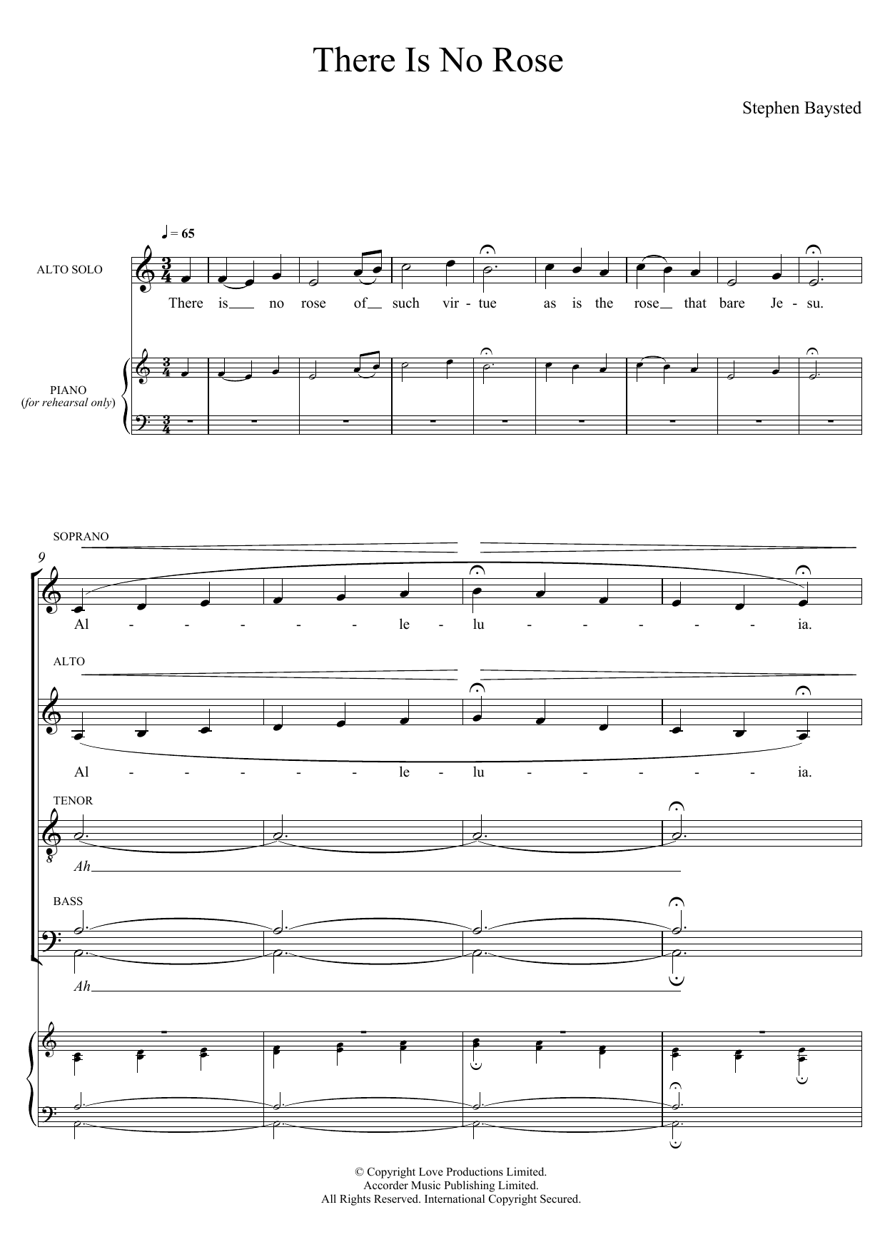 Stephen Baysted There Is No Rose Of Such Virtue sheet music notes and chords arranged for SATB Choir