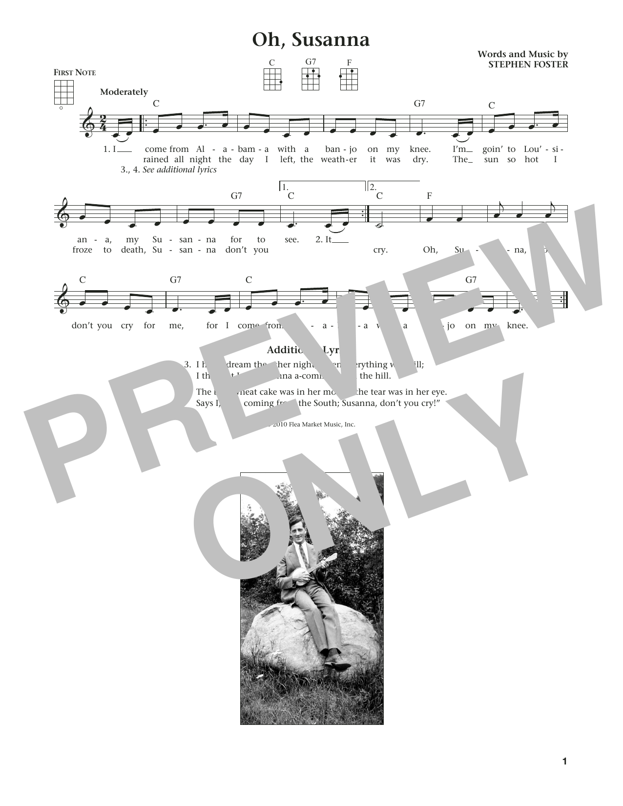 Stephen C. Foster Oh! Susanna (from The Daily Ukulele) (arr. Liz and Jim Beloff) sheet music notes and chords arranged for Ukulele