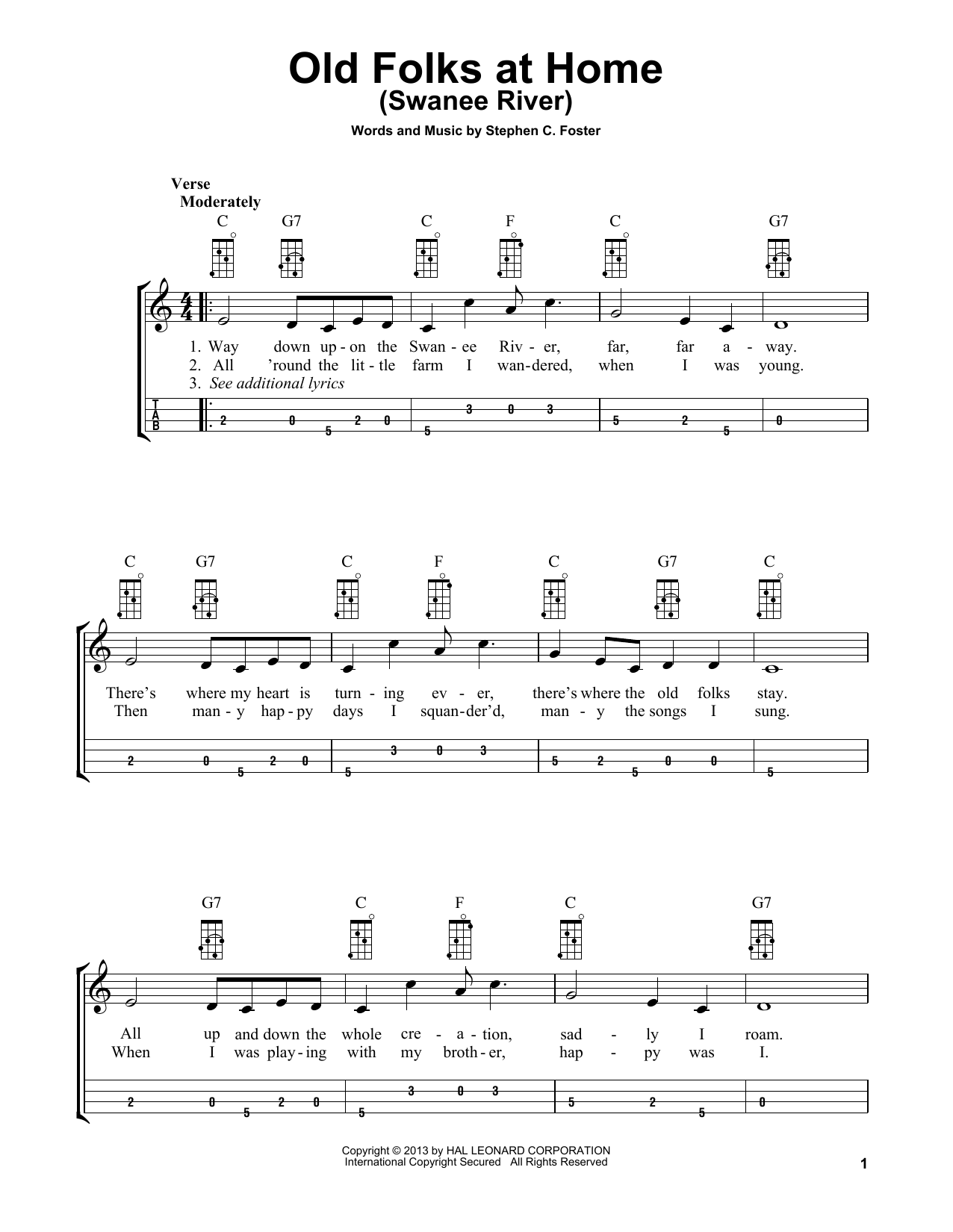 Stephen C. Foster Old Folks At Home (Swanee River) (arr. Bobby Westfall) sheet music notes and chords arranged for Mandolin