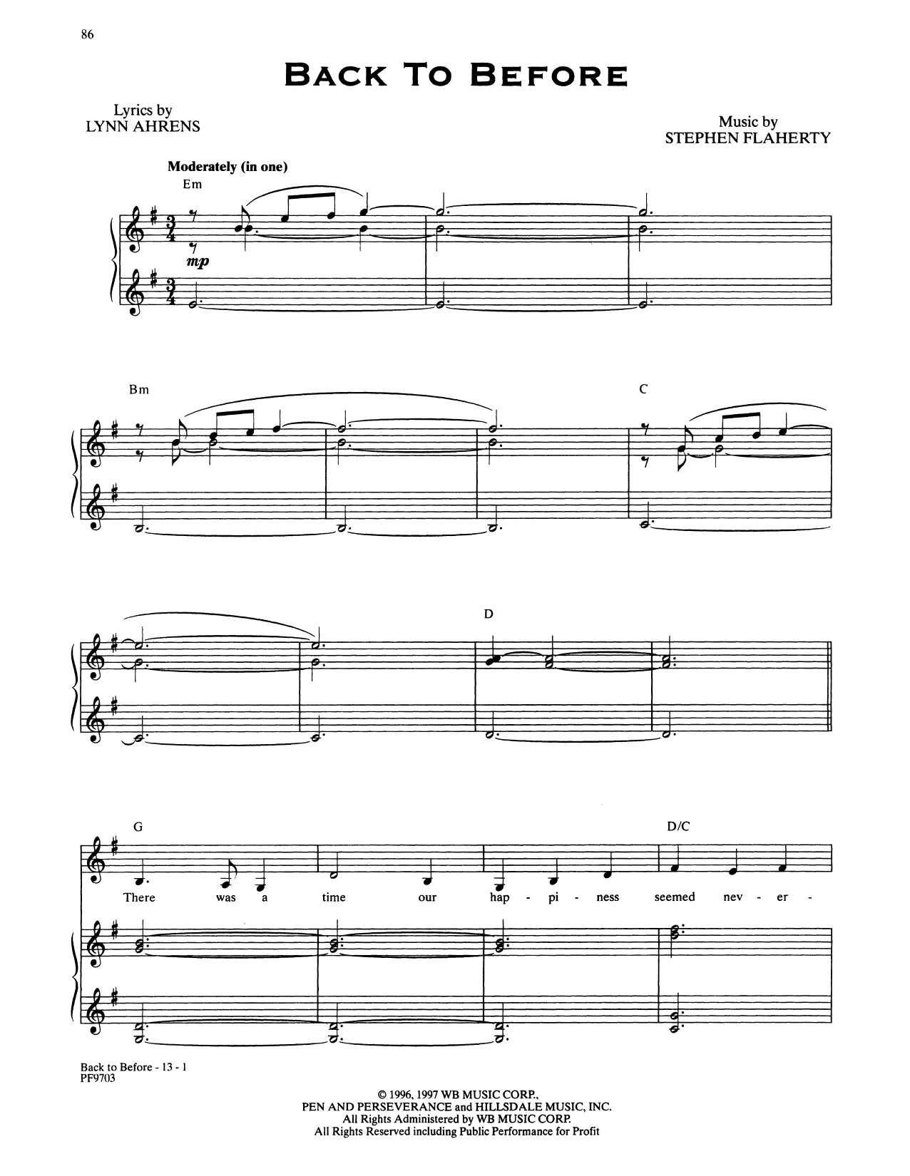 Stephen Flaherty and Lynn Ahrens Back To Before (from Ragtime: The Musical) sheet music notes and chords arranged for Piano & Vocal