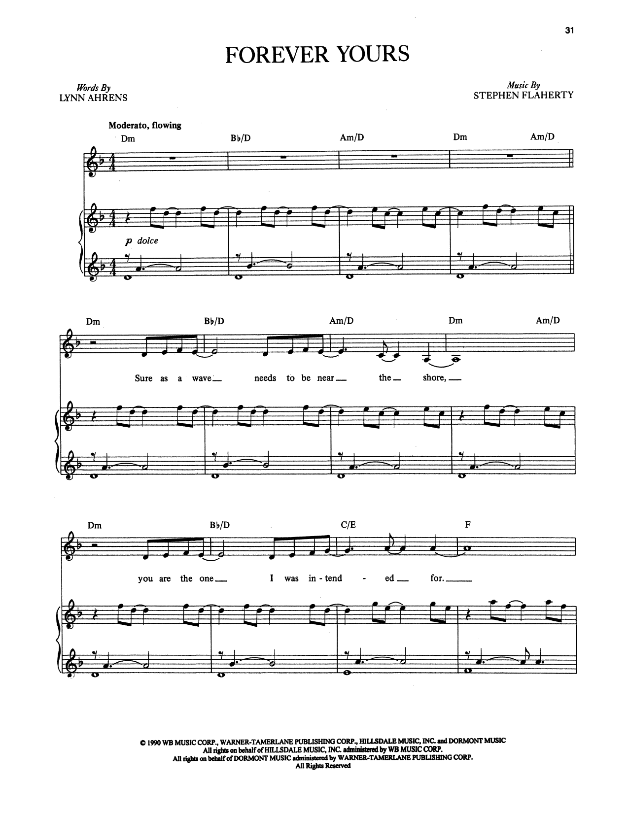 Stephen Flaherty and Lynn Ahrens Forever Yours (from Once on This Island) sheet music notes and chords arranged for Piano & Vocal