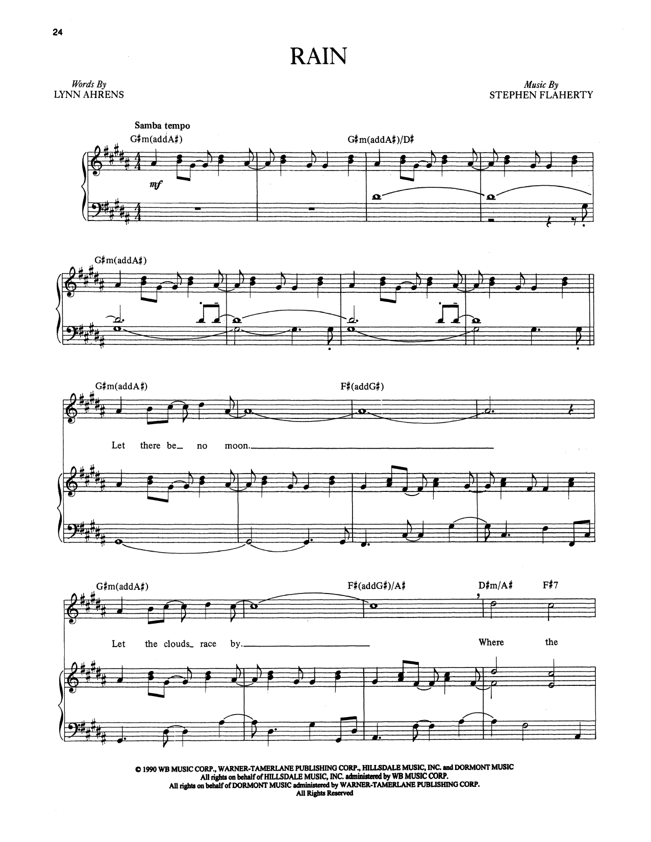 Stephen Flaherty and Lynn Ahrens Rain (from Once on This Island) sheet music notes and chords arranged for Piano & Vocal